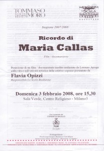 inizativa Incontro con Maria Callas 3.02.2008